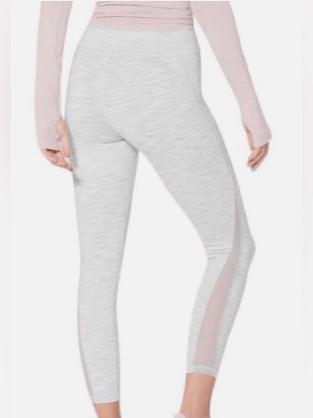 Lululemon Train Times 7/8 Pant White & Heather Gray Mesh-Panel Leggings Size 2